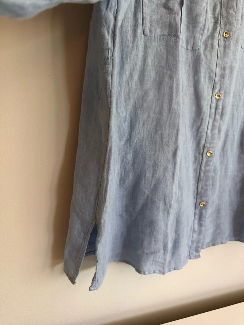 NWT J. Jill 100% Linen Blue Button Down Shirt Relaxed Fit Size Large Tall - Picture 7 of 11